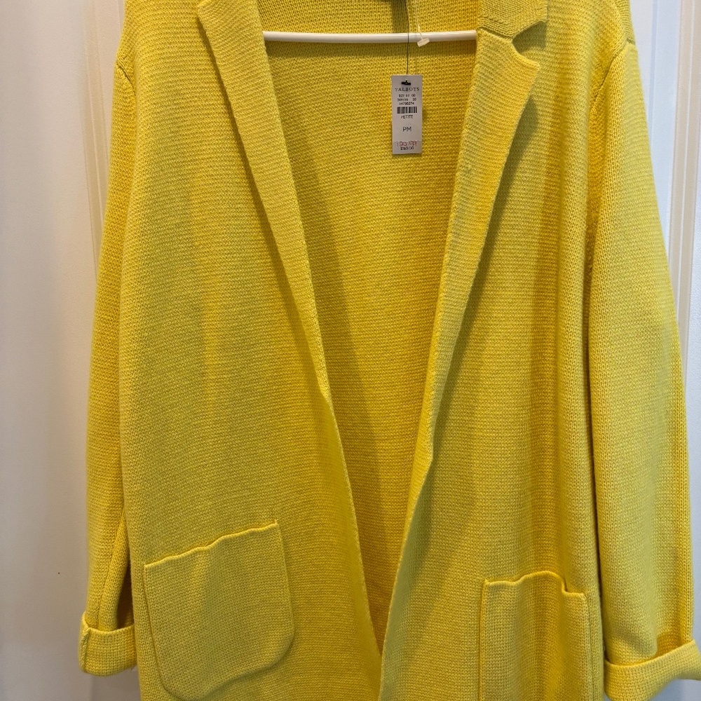 Talbots NWT yellow spring jacket cardigan Petite Medium